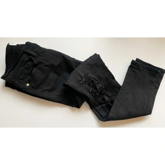 Frame • Le Skinny De Jeanne Black Film Noir Jeans Destructed Destroyed - Picture 1 of 8